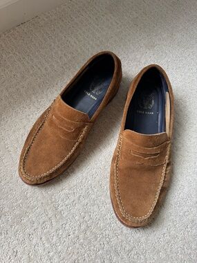 Cole Haan Men’s Cognac Suede Penny Loafers